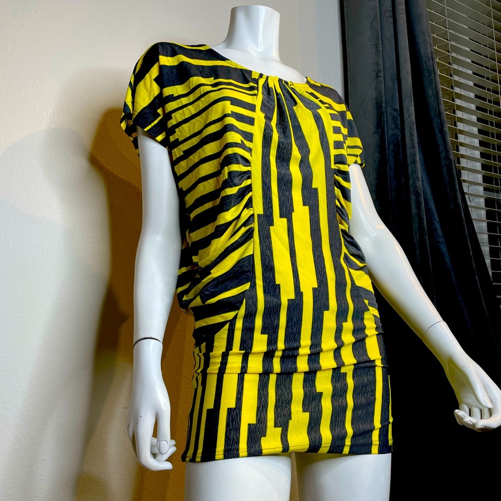 Ducky fun yellow and grey mini dress